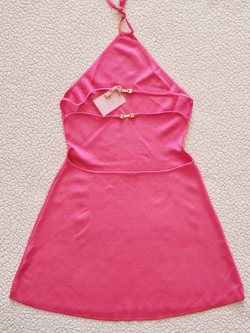 CULT GAIA Leslie Knit Halter Dress In Pink Blossom Size L Org $318 - Picture 5 of 12